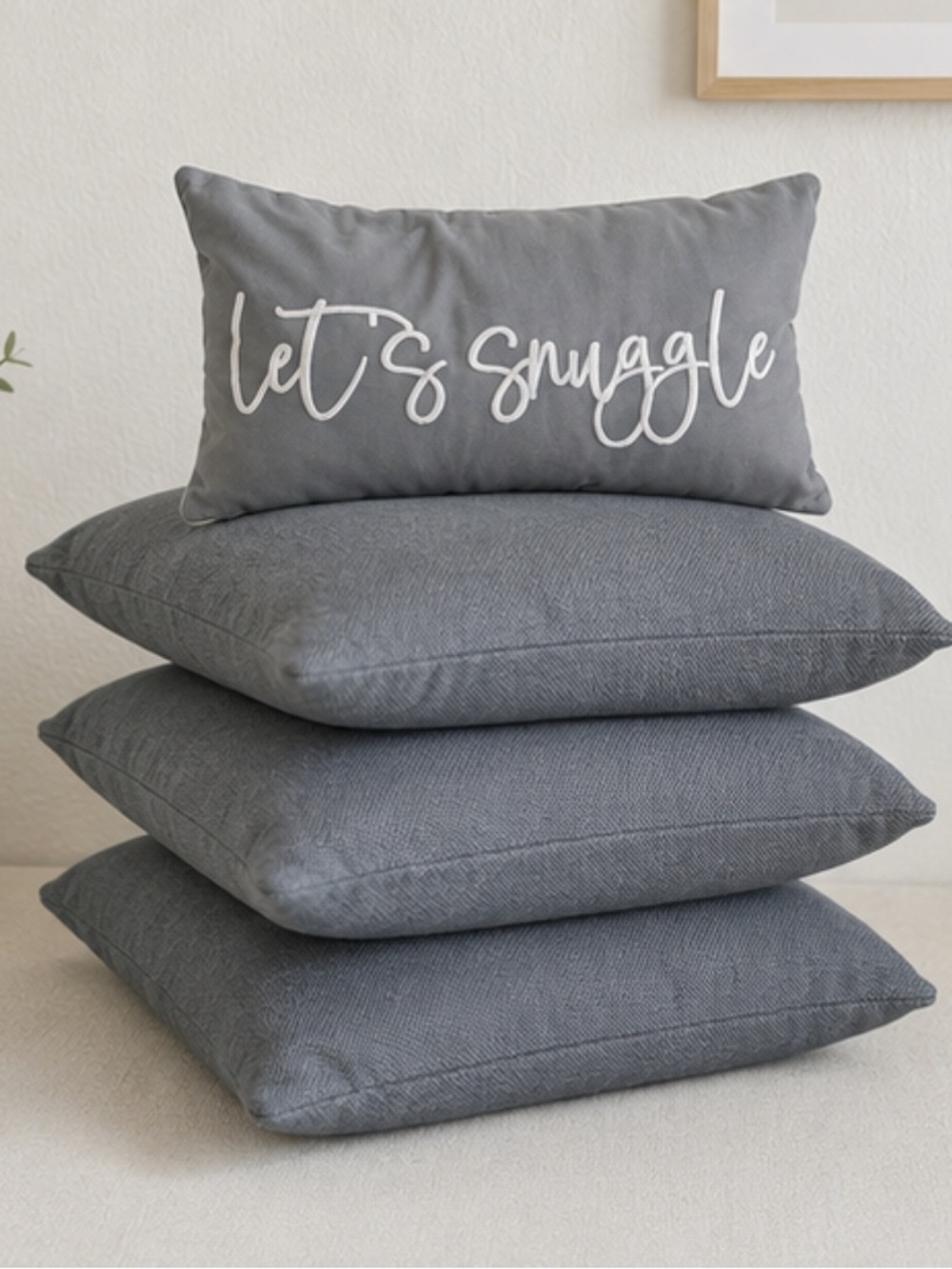 Set of 4 Gray Decorative Throw Pillows – Let’s Snuggle